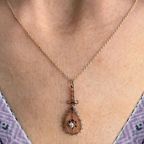 Antique Diamond Lavalier Necklace sold by Doyle and Doyle an antique and vintage jewelry boutique