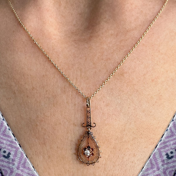 Antique Diamond Lavalier Necklace sold by Doyle and Doyle an antique and vintage jewelry boutique