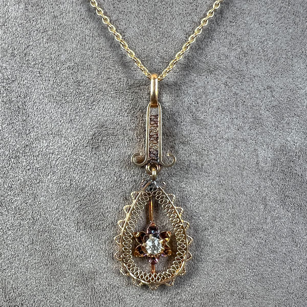 Antique Diamond Lavalier Necklace sold by Doyle and Doyle an antique and vintage jewelry boutique