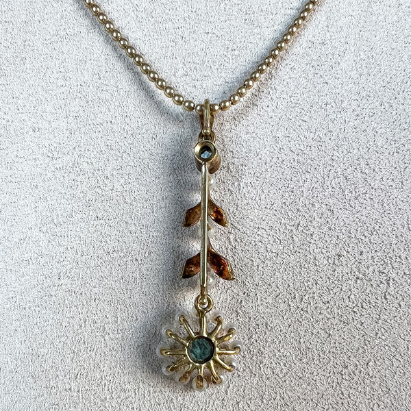 Vintage Aquamarine Lavalier Pendant Necklace sold by Doyle and Doyle an antique and vintage jewelry boutique