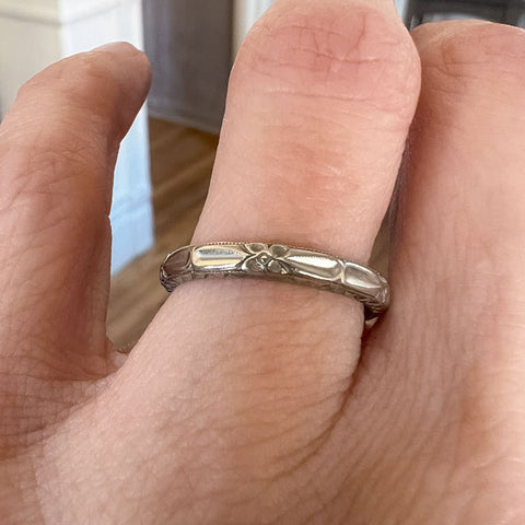 Vintage Patterned Band sold by Doyle and Doyle an antique and vintage jewelry boutique