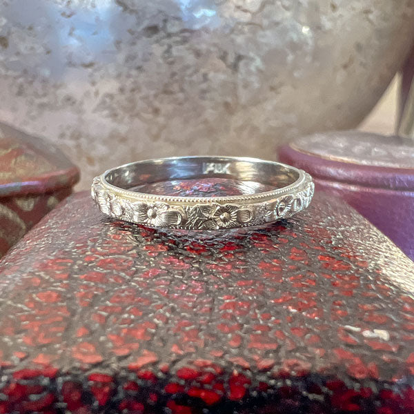 Vintage Floral Patterned Band Ring sold by Doyle and Doyle an antique and vintage jewelry boutique