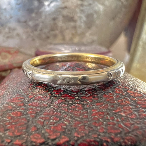Vintage Patterned Wedding Band Ring sold by Doyle and Doyle an antique and vintage jewelry boutique