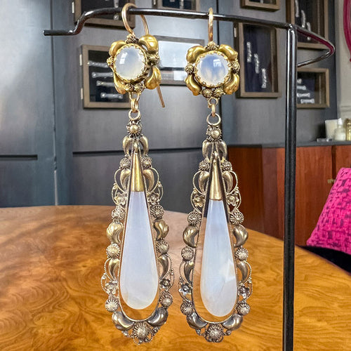 Georgian Agate Drop Earrings sold by Doyle and Doyle an antique and vintage jewelry boutique