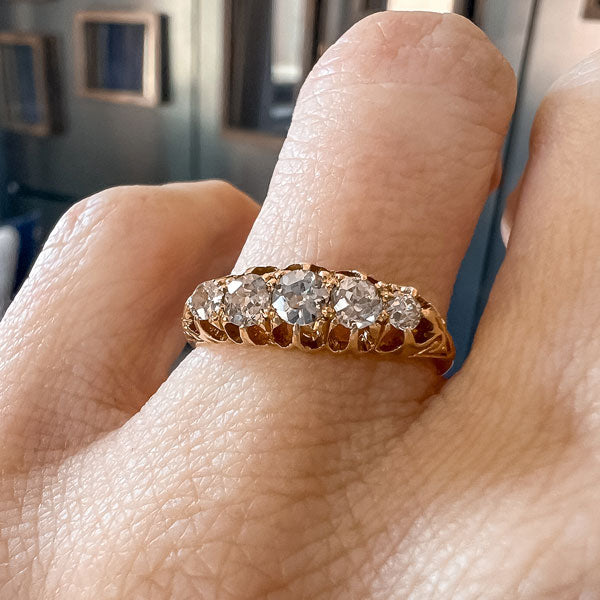 Antique Five Stone Diamond Band sold by Doyle and Doyle an antique and vintage jewelry boutique