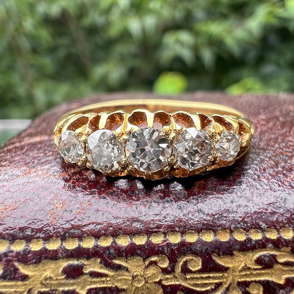 Antique Five Stone Diamond Band sold by Doyle and Doyle an antique and vintage jewelry boutique