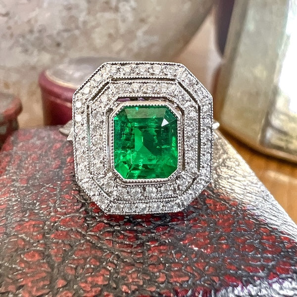 Art Deco Style Emerald & Diamond Ring, sold by Doyle & Doyle antique and vintage jewelry boutique