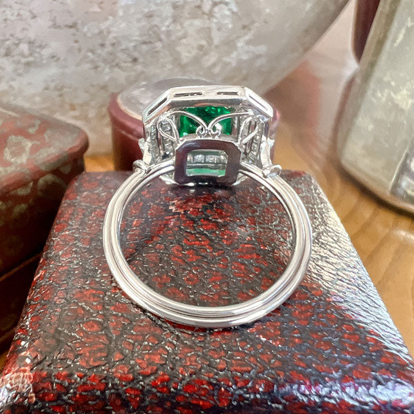 Art Deco Style Emerald & Diamond Ring, 1.05ct. sold by Doyle and Doyle an antique and vintage jewelry boutique