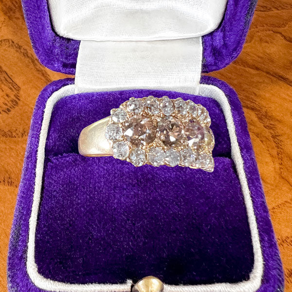 Antique Cognac & White Diamond Band Ring, from Doyle & Doyle antique and vintage jewelry boutique