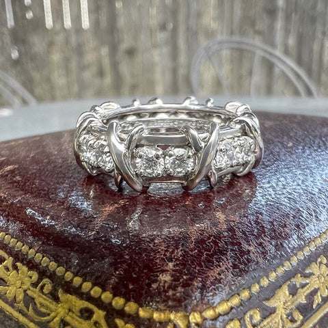 Vintage Schlumberger Sixteen Diamond Eternity Band Ring sold by Doyle and Doyle an antique and vintage jewelry boutique