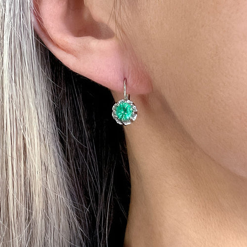 Vintage Emerald Drop Earrings sold by Doyle and Doyle an antique and vintage jewelry boutique