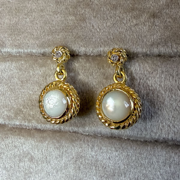 Vintage Mother of Pearl Drop Earrings sold by Doyle and Doyle an antique and vintage jewelry boutique
