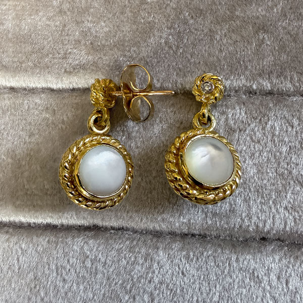 Vintage Mother of Pearl Drop Earrings sold by Doyle and Doyle an antique and vintage jewelry boutique