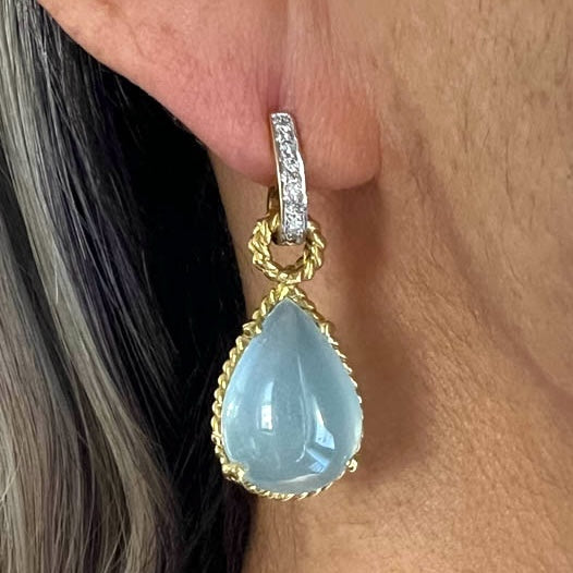 Vintage Aquamarine & Diamond Drop Earrings, sold by Doyle & Doyle an antique and vintage jewelry boutique