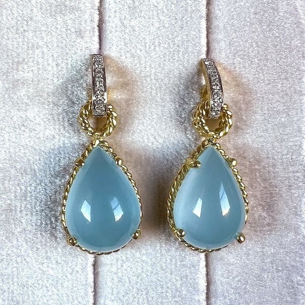 Vintage Aquamarine & Diamond Drop Earrings, sold by Doyle & Doyle an antique and vintage jewelry boutique