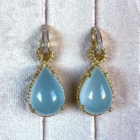 Vintage Aquamarine & Diamond Drop Earrings