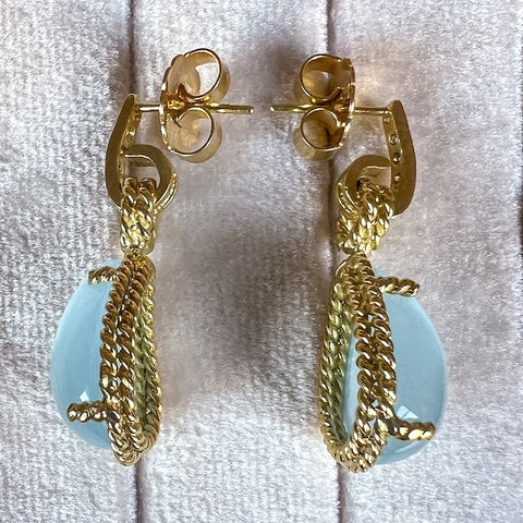 Vintage Aquamarine & Diamond Drop Earrings sold by Doyle and Doyle an antique and vintage jewelry boutique