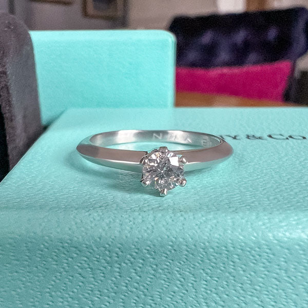 Vintage Tiffany & Co Engagement Ring, RBC 0.18ct. sold by Doyle and Doyle an antique and vintage jewelry boutique