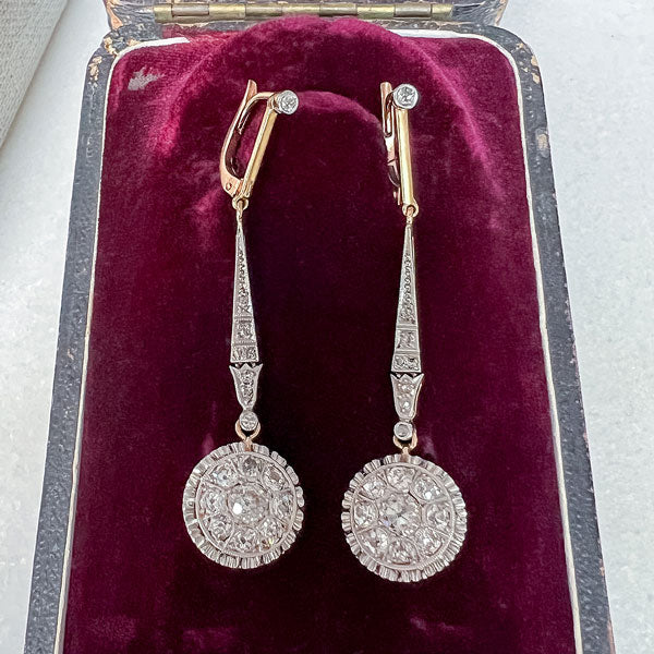 Art Deco Diamond Drop Earrings sold by Doyle and Doyle an antique and vintage jewelry boutique