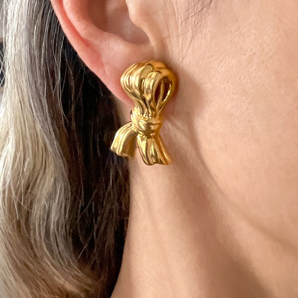 Vintage Charles Turi Bow Clip Earrings sold by Doyle and Doyle an antique and vintage jewelry boutique