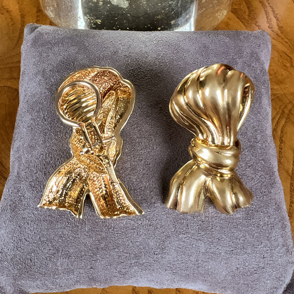 Vintage Charles Turi Bow Clip Earrings sold by Doyle and Doyle an antique and vintage jewelry boutique