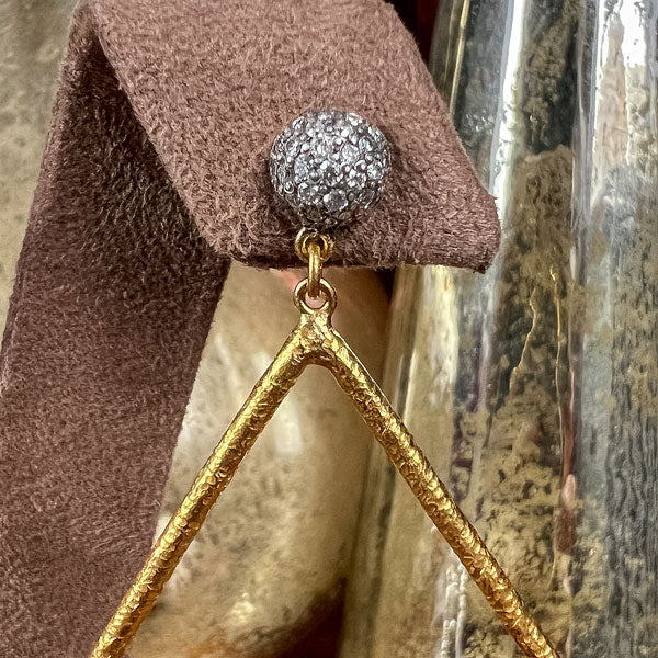 Vintage Diamond and Large Gold Tear Drop Earrings, from Doyle & Doyle antique and vintage jewelry boutique