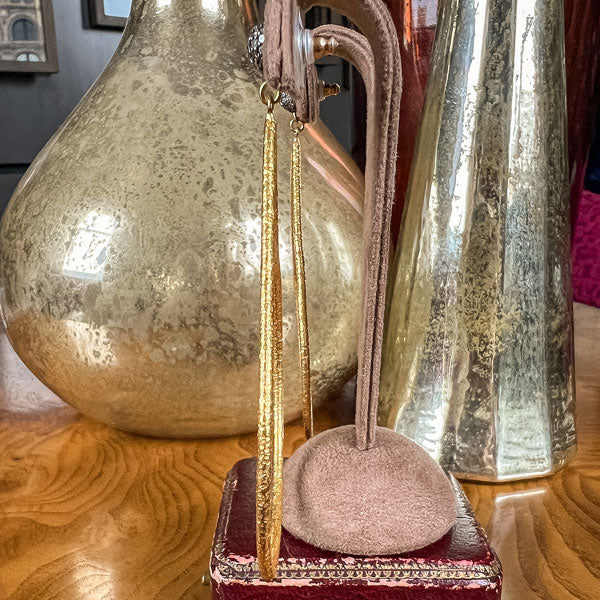Vintage Diamond and Large Gold Tear Drop Earrings, from Doyle & Doyle antique and vintage jewelry boutique