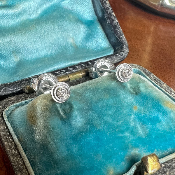 Ridged Diamond Stud Earrings, 0.04ctw. sold by Doyle and Doyle an antique and vintage jewelry boutique