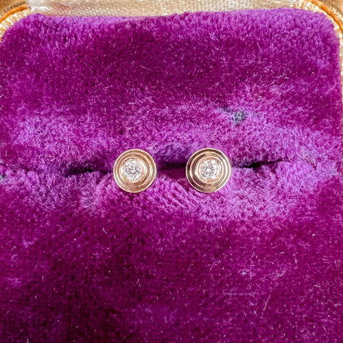 Ridged Diamond Stud Earrings, 0.04ctw. sold by Doyle and Doyle an antique and vintage jewelry boutique