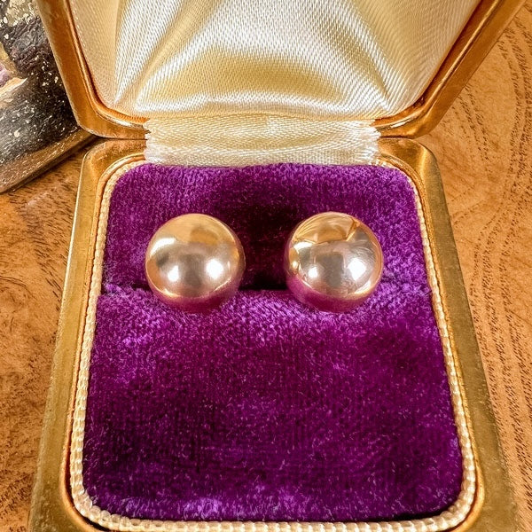 Vintage Gold Ball Stud Earrings, from Doyle & Doyle antique and vintage jewelry boutique