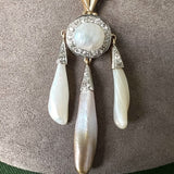 Edwardian Pearl & Diamond Pendant sold by Doyle and Doyle an antique and vintage jewelry boutique