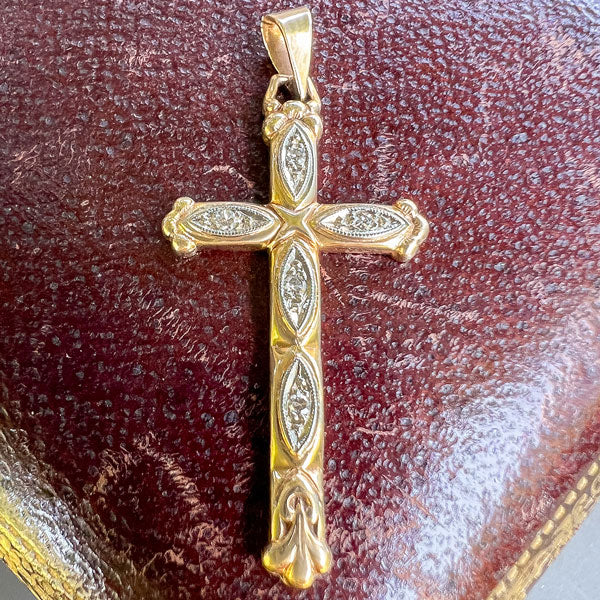 Vintage Diamond Cross Pendant sold by Doyle and Doyle an antique and vintage jewelry boutique