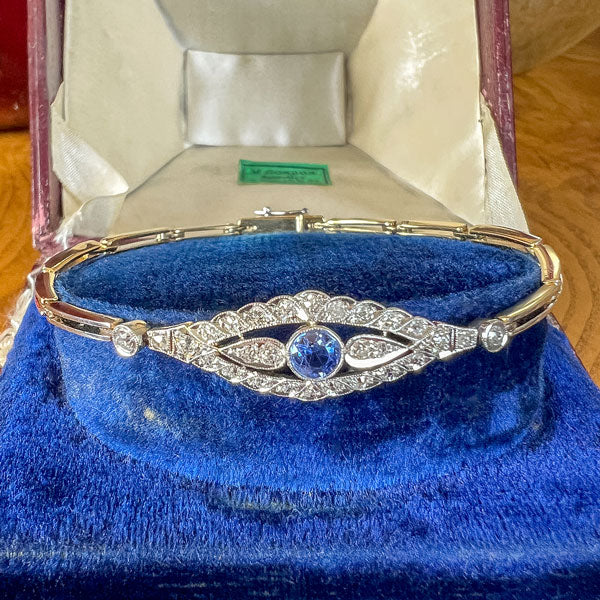 Art Deco Sapphire & Diamond Bracelet sold by Doyle and Doyle an antique and vintage jewelry boutique