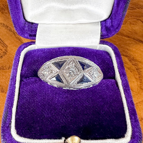 Art Deco Diamond & Sapphire Ring, from Doyle & Doyle antique and vintage jewelry boutique