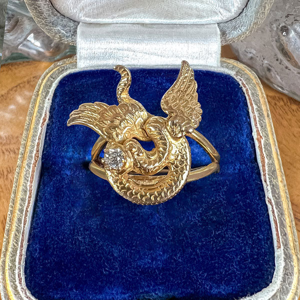 Antique Diamond Dragon Ring sold by Doyle and Doyle an antique and vintage jewelry boutique