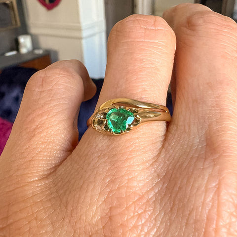 Victorian Emerald Snake Ring, 0.50ct sold by Doyle and Doyle an antique and vintage jewelry boutique