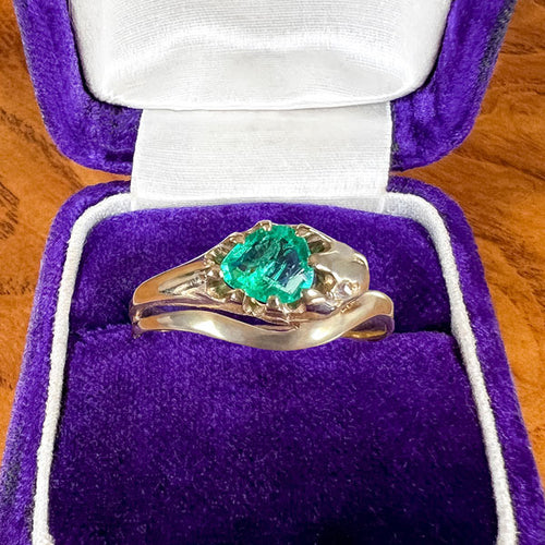 Victorian Emerald Snake Ring, 0.50ct sold by Doyle and Doyle an antique and vintage jewelry boutique