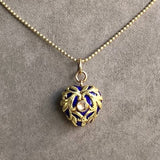 Victorian Blue Enamel and Rose Cut Diamond Heart Gold Locket, from Doyle & Doyle antique and vintage jewelry boutique
