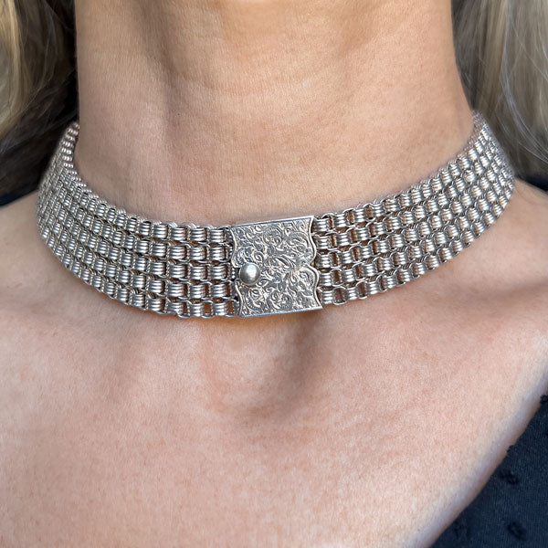 Victorian Wide Chain Choker sold by Doyle and Doyle an antique and vintage jewelry boutique