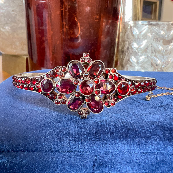 Victorian Bohemian Garnet Bangle Bracelet, from Doyle & Doyle antique and vintage jewelry boutique