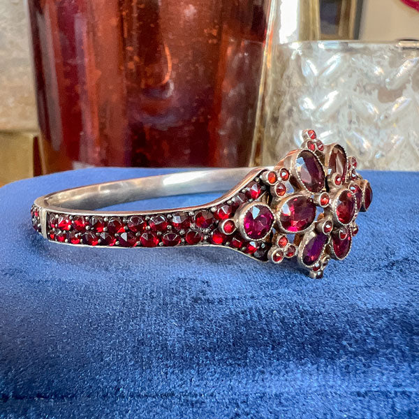 Victorian Bohemian Garnet Bangle Bracelet, from Doyle & Doyle antique and vintage jewelry boutique