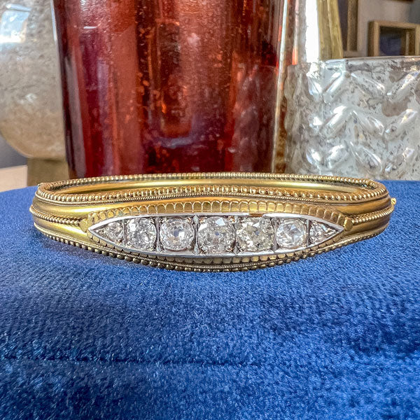 Victorian Diamond Pinchbeck Bangle Bracelet, sold by Doyle & Doyle antique and vintage jewelry boutique