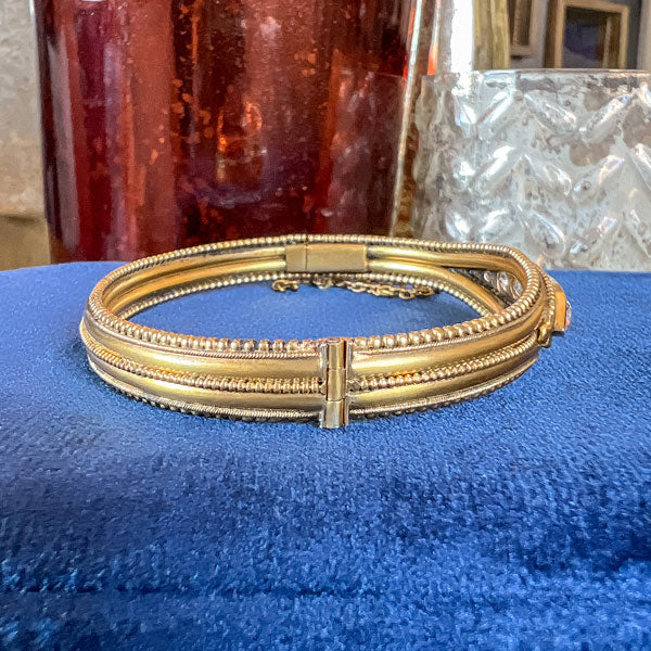 Victorian Diamond Pinchbeck Bangle Bracelet sold by Doyle and Doyle an antique and vintage jewelry boutique