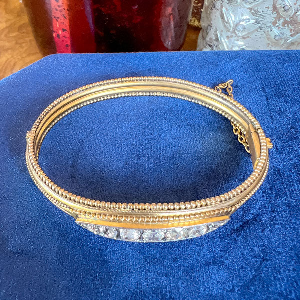 Victorian Diamond Pinchbeck Bangle Bracelet sold by Doyle and Doyle an antique and vintage jewelry boutique