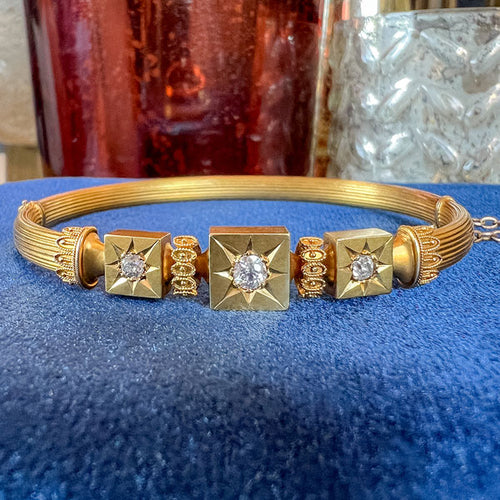 Victorian Diamond Gold Bangle Bracelet, sold by Doyle & Doyle antique and vintage jewelry boutique