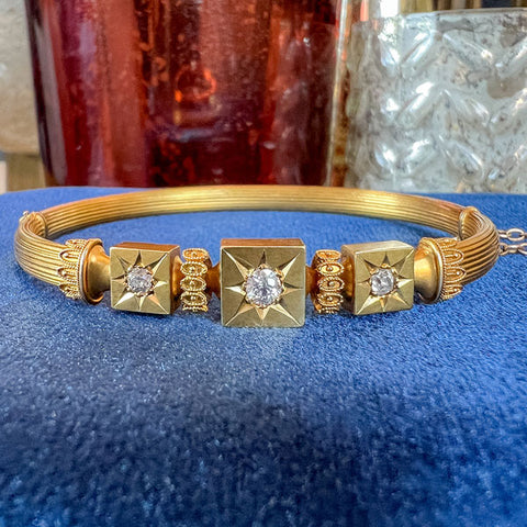 Victorian Diamond Gold Bangle Bracelet, sold by Doyle & Doyle antique and vintage jewelry boutique