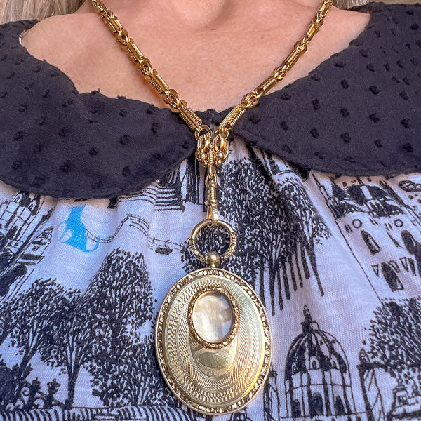 Georgian Locket & Chain sold by Doyle and Doyle an antique and vintage jewelry boutique