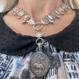 Victorian Silver Crane Locket & Collar  sold by Doyle and Doyle an antique and vintage jewelry boutique