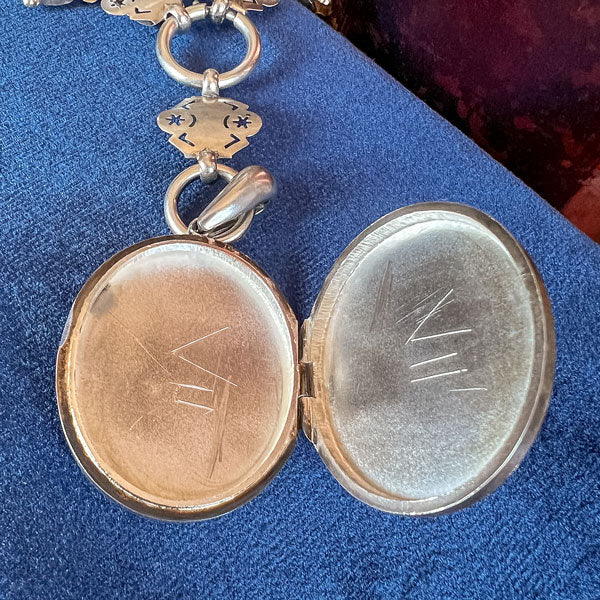 Victorian Silver Crane Locket & Collar sold by Doyle and Doyle an antique and vintage jewelry boutique