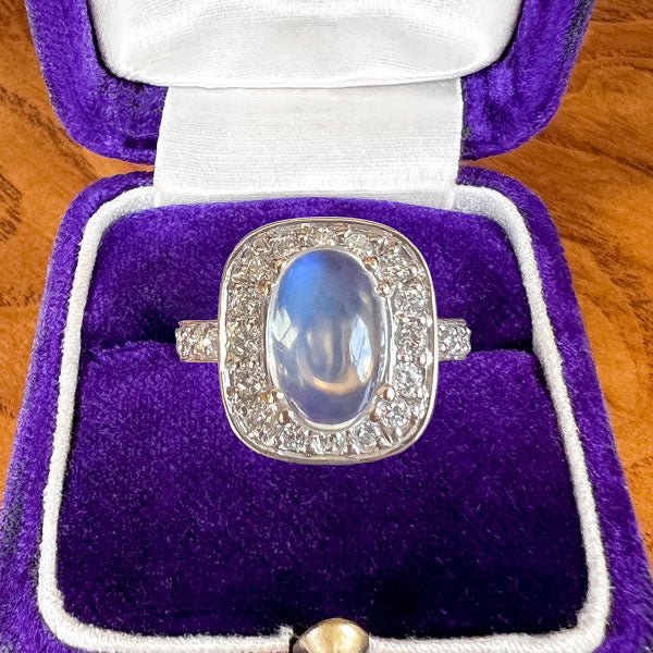 Estate Moonstone & Diamond Ring, sold by Doyle & Doyle antique and vintage jewelry boutique